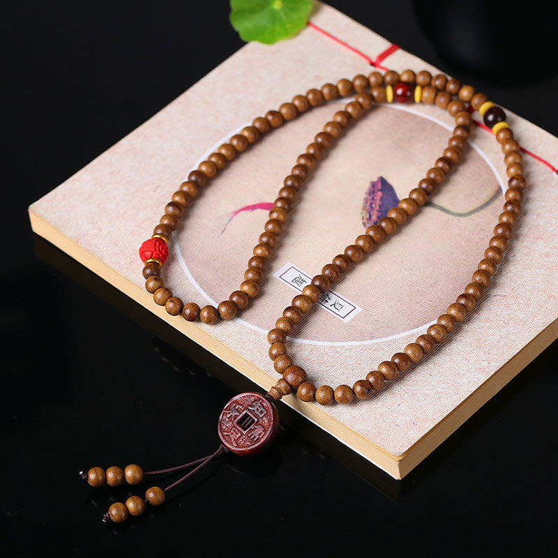 Buddha Stones 108 Mala Beads Peach Wood Bodhi Seed Lotus Prayer Meditation Bracelet Mala Bracelet BS 6