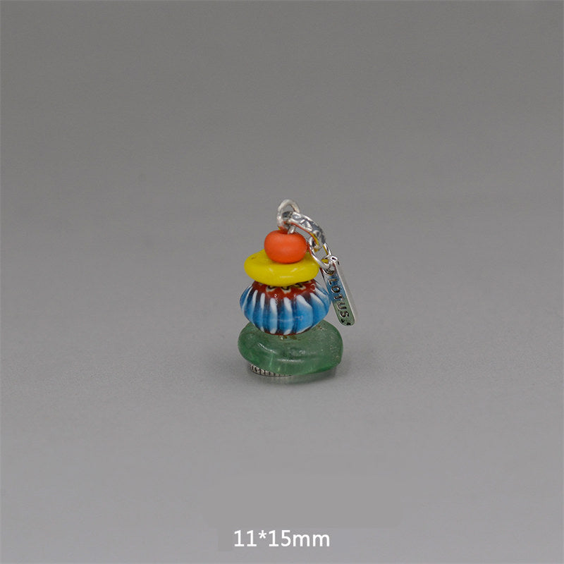 Buddha Stones Zen Cairn Labradorite Various Crystals Calm Pendant Necklace - Four Glass Beads Pendant 11*15mm - image 29