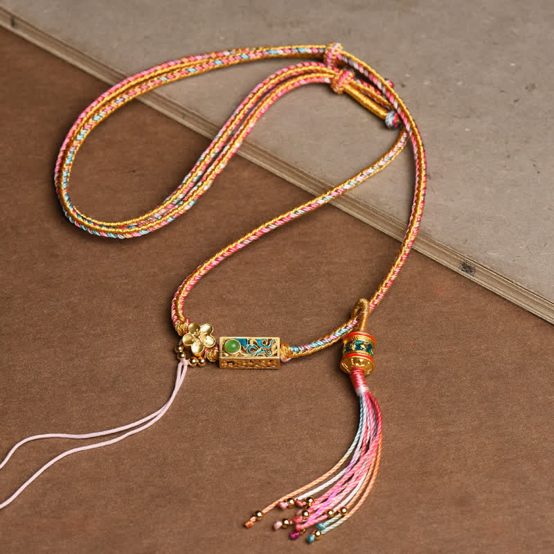 Buddha Stones Colorful String Copper Wealth Necklace Pendant Necklaces & Pendants BS Pink