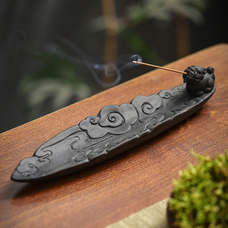 Buddha Stones Auspicious Clouds Pixiu Healing Ceramic Stick Incense Burner Decoration Incense Burner BS 1