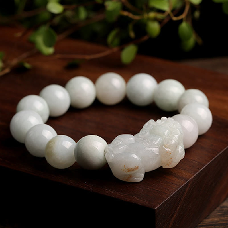 Buddha Stones Fengshui Wealth Prosperity Jade PiXiu Luck Bracelet Bracelet BS 9