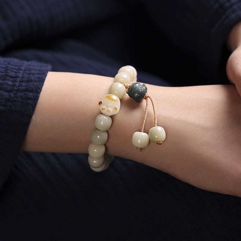 Buddha Stones Lucky Cat Bodhi Seed Cat Paw Peace Bracelet Bracelet BS 5