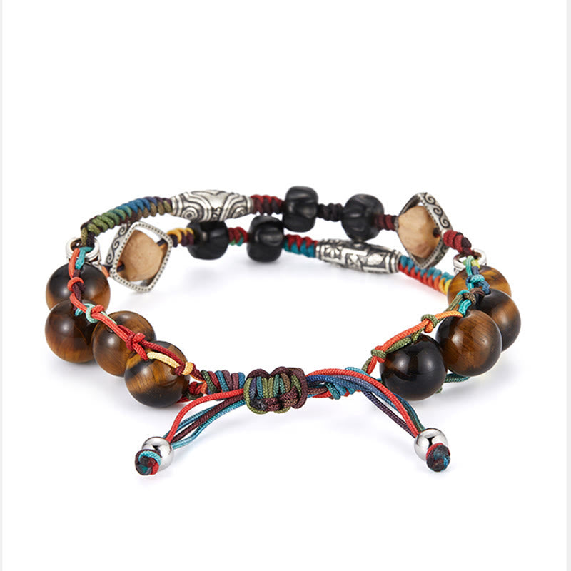 Buddha Stones 925 Sterling Silver Tiger's Eye Bodhi Seed Handmade Courage Bracelet Bracelet BS 3
