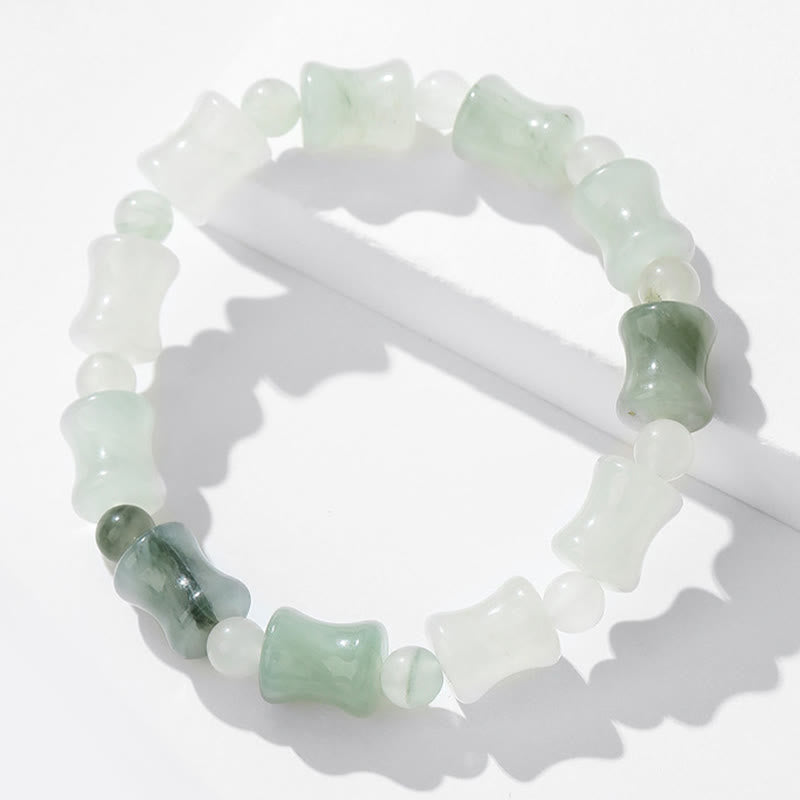 Buddha Stones Jade Coconut Shell Bamboo Pattern Abundance Luck Bracelet Bracelet BS 10
