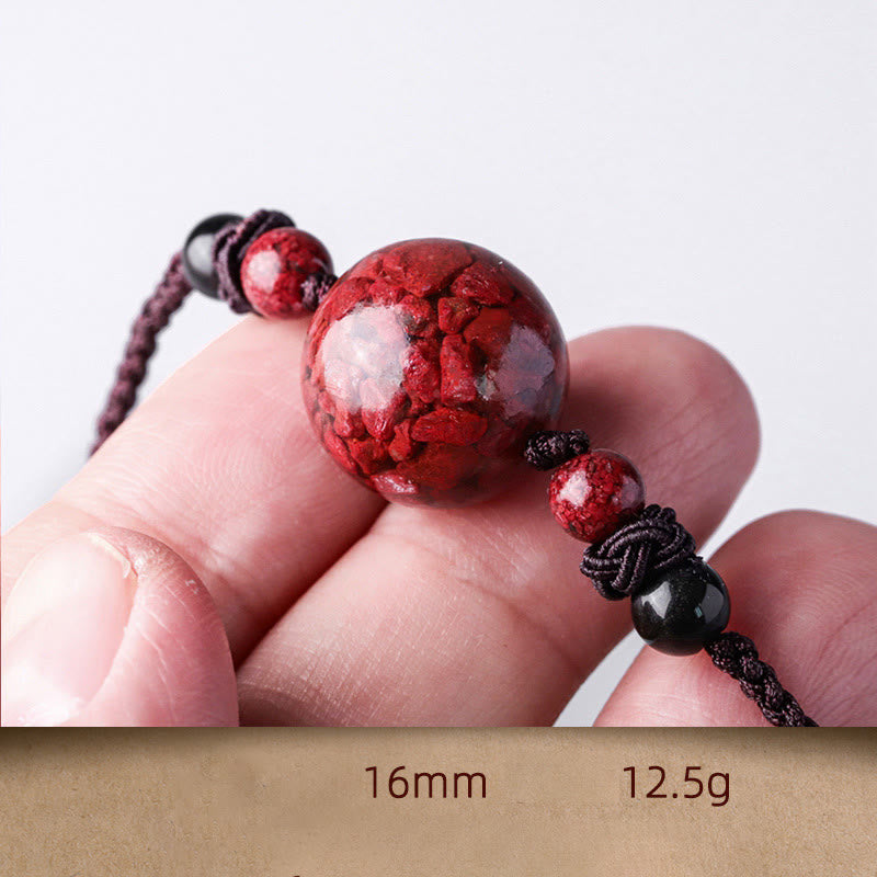 Buddha Stones Natural Cinnabar Stones Bead Blessing Necklace Pendant Necklaces & Pendants BS 16mm