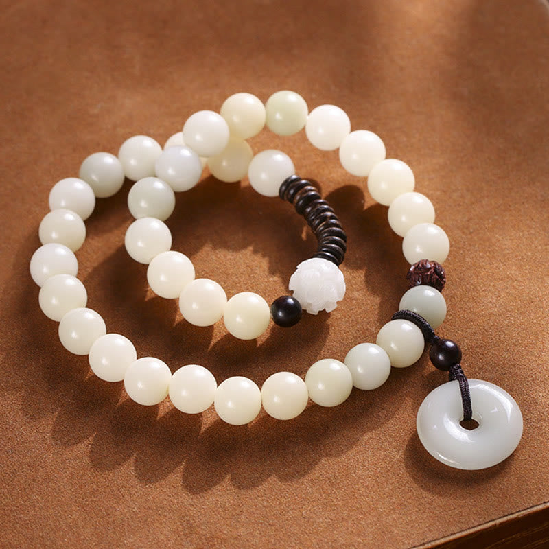 Buddha Stones Bodhi Seed Green Sandalwood Lotus Peace Buckle Harmony Double Wrap Bracelet Bracelet BS Bodhi Seed
