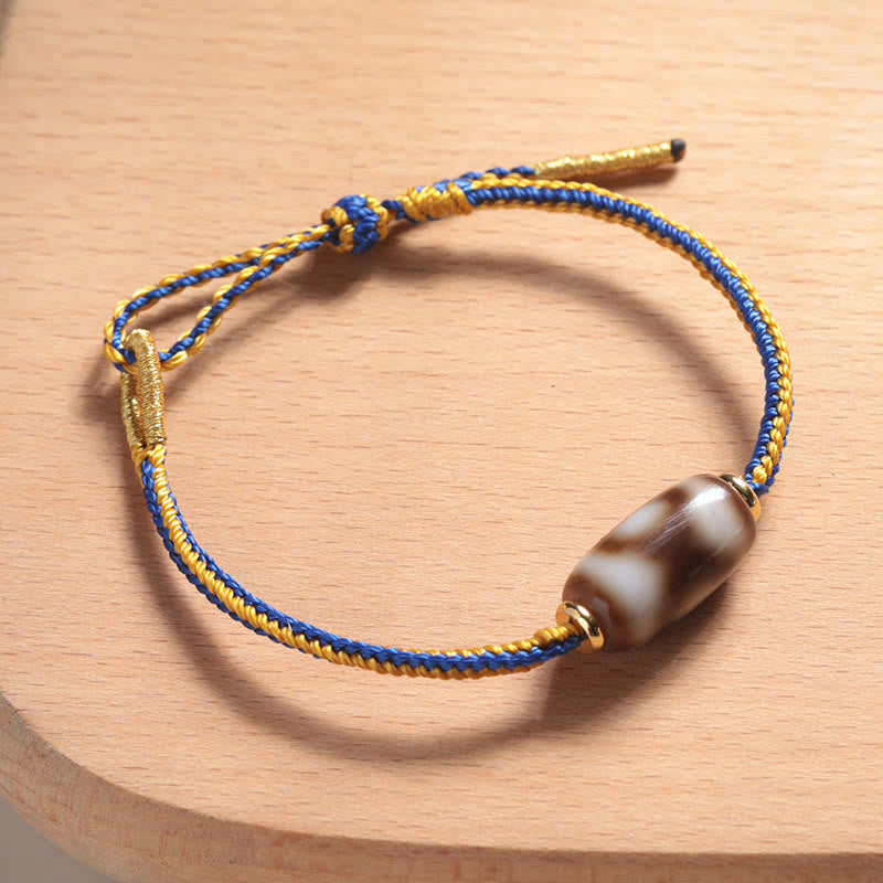 Buddha Stones Tibetan Three-eyed Dzi Bead Luck Happiness Bracelet Bracelet BS 1