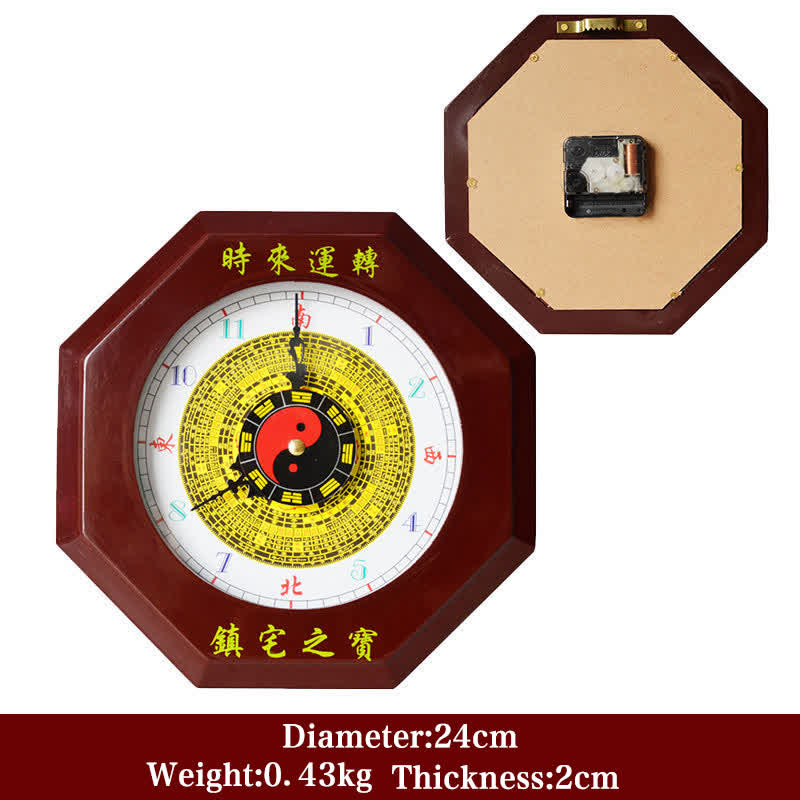 Buddha Stones Feng Shui Bagua Map Balance Energy Map Wall Clock Bagua Map BS Dark Red Bagua Map&Wall Clock 24cm