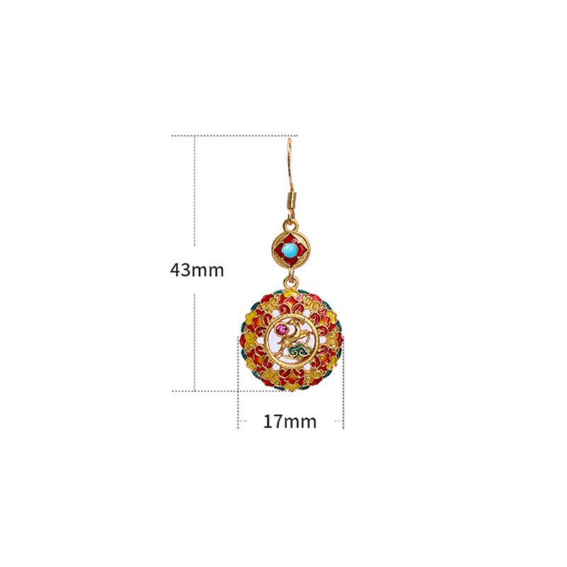 Buddha Stones 24K Gold Plated Dunhuang Color Elk Copper Balance Drop Earrings Earrings BS 3