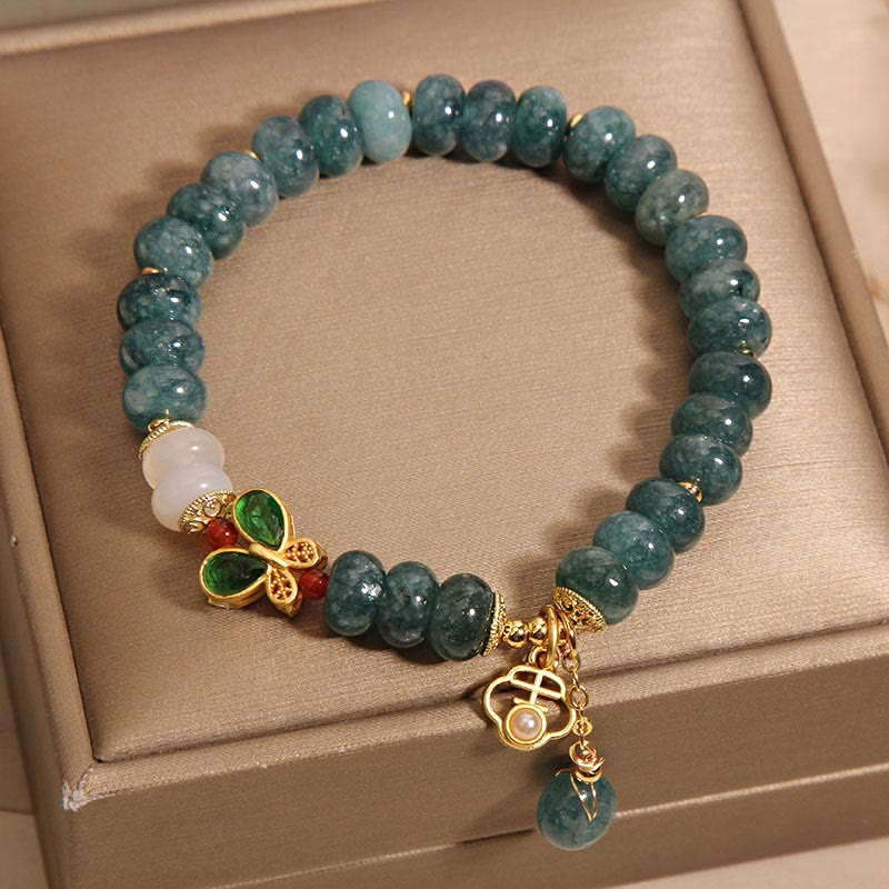Buddha Stones Jade White Agate Butterfly Abacus Beads Abundance Bracelet Bracelet BS 5
