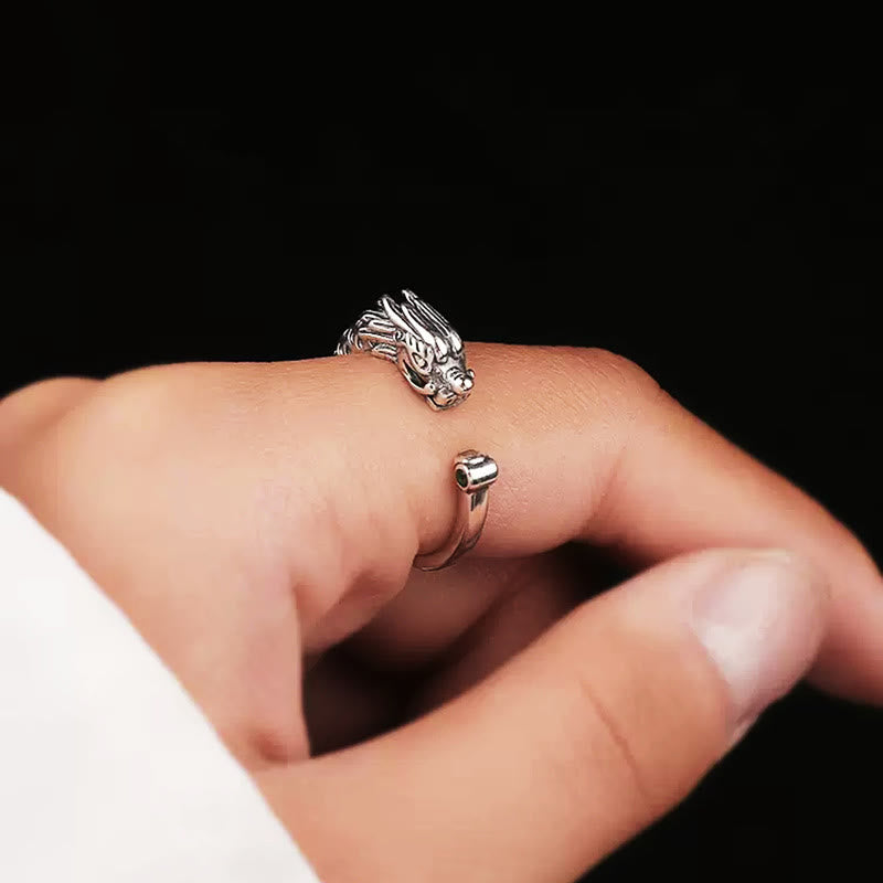 Buddha Stones Vintage Dragon Design Success Strength Adjustable Ring Ring BS 5