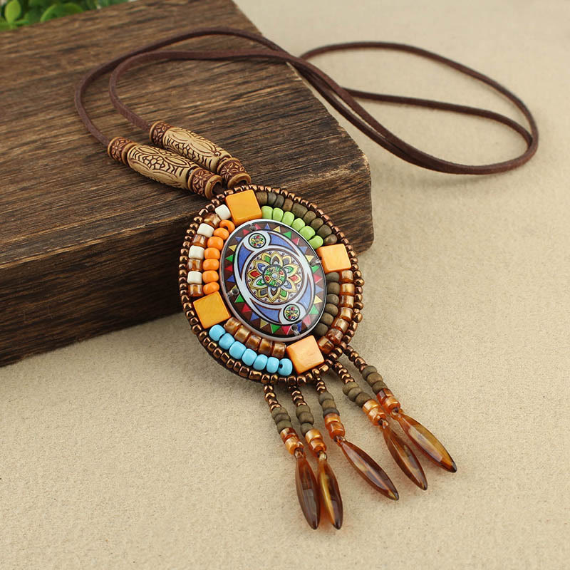 Buddha Stones Mandala Pattern Beads Creativity Necklace Pendant Necklaces & Pendants BS 6