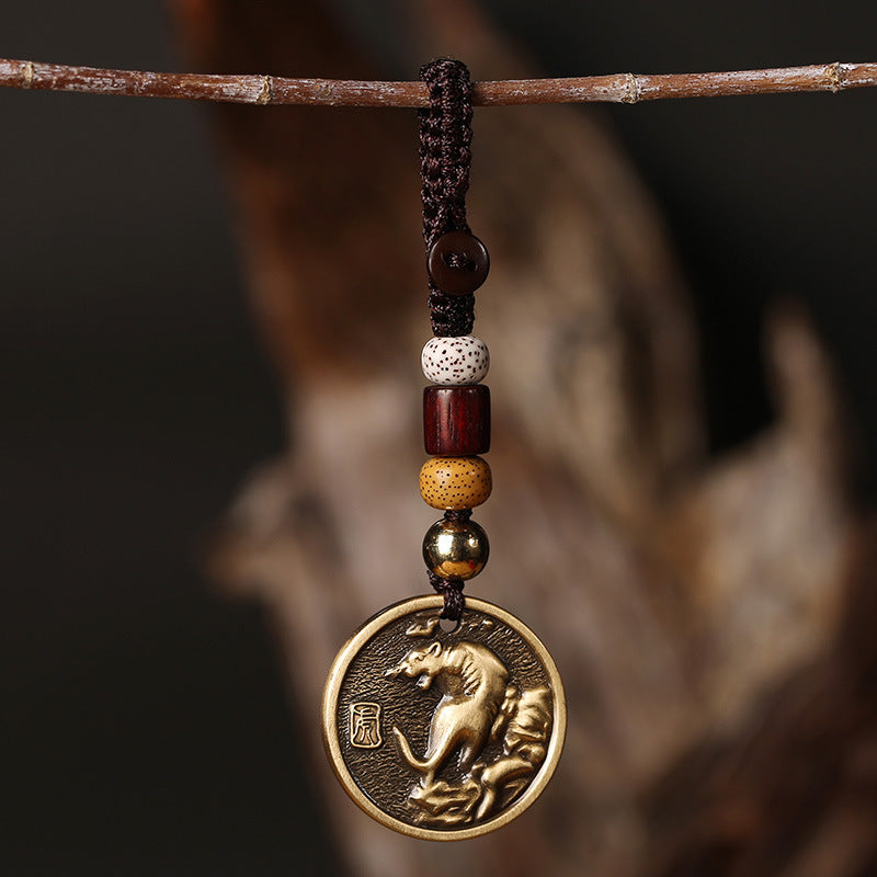 Chinese Zodiac Copper Luck Keychain Decoration Decoration BS Tiger