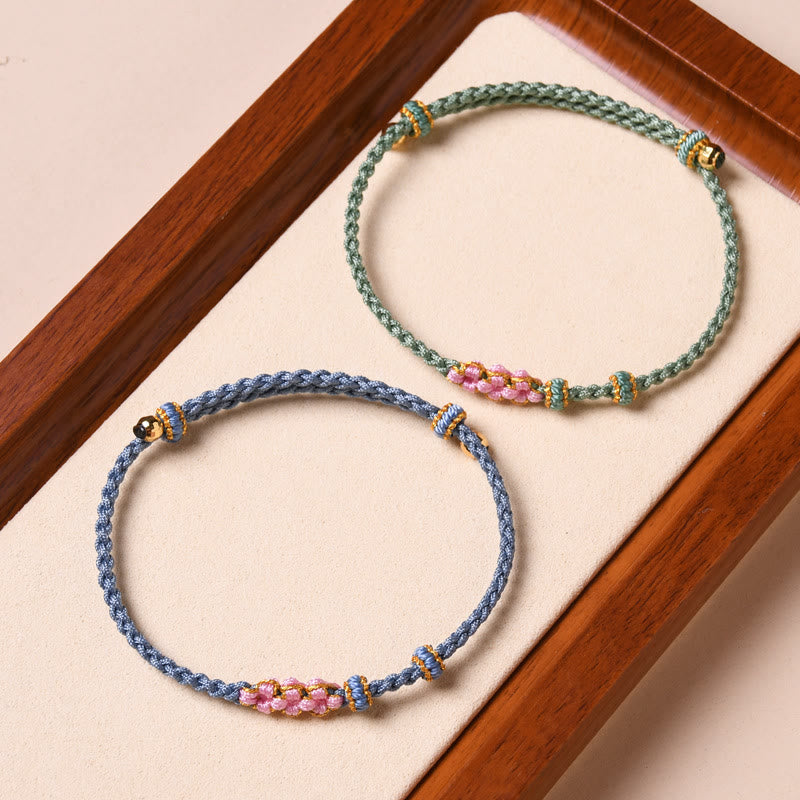 Buddha Stones Handmade Peach Blossom Protection Braided Rope Bracelet Bracelet BS 19