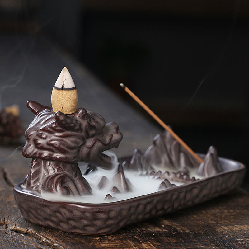 Buddha Stones Dragon Mountain Strength Ceramic Incense Burner Decoration Incense Burner BS 6