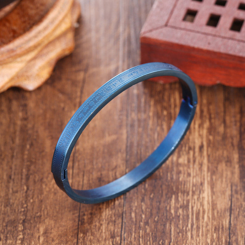 Buddha Stones Titanium Steel Blessing Bracelet Bangle Bracelet BS 5