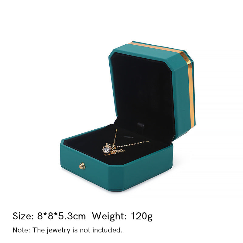 Buddha Stones Jewelry Storage Box PU Leather Gift Box - Green - Pendant Box (8*8*5.3cm) - image 24