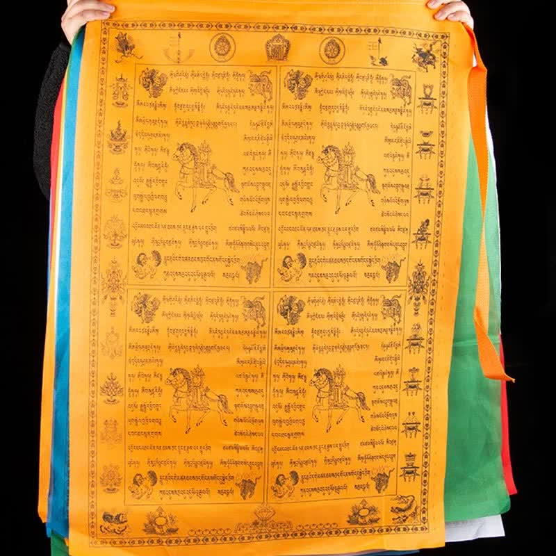 Buddha Stones Tibetan 5 Colors Windhorse Happiness Auspicious Outdoor Prayer Flag TIBETAN PRAYER FLAGS buddhastoneshop 3