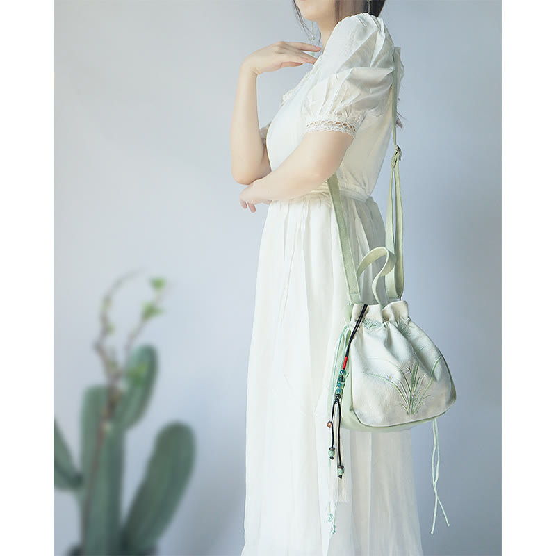 Buddha Stones Handmade Embroidered Flowers Canvas Tote Shoulder Bag Handbag Bag BS 2