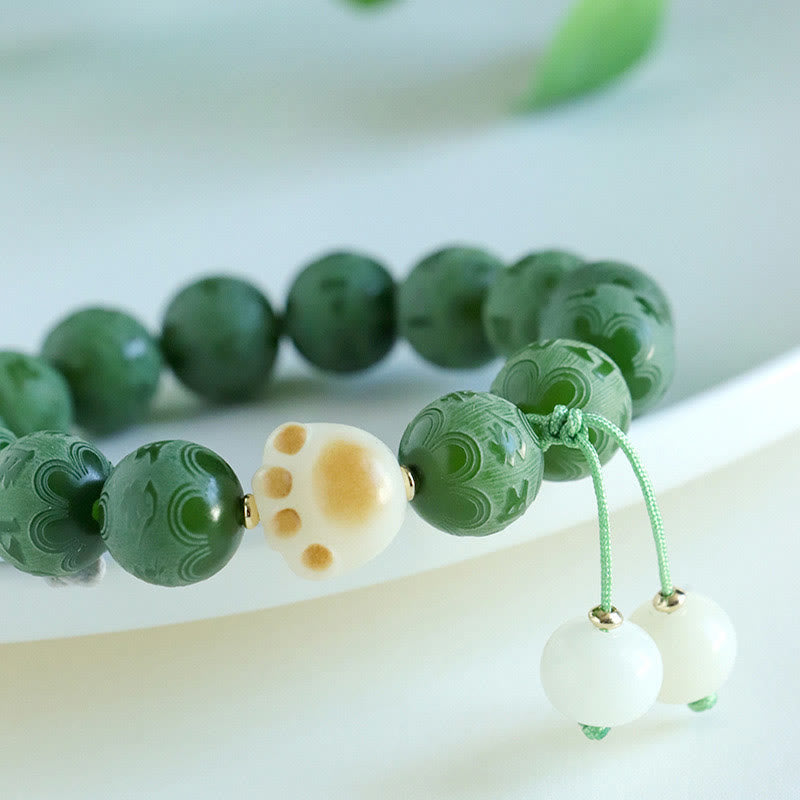 Buddha Stones Bodhi Seed Om Mani Padme Hum Carved Harmony Bracelet Bracelet BS 3