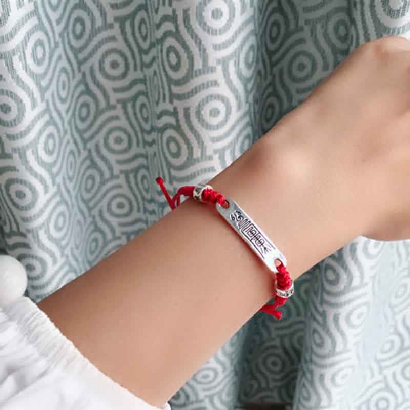 Foviel 925 Sterling Silber rote Schnur Glück Stärke Braid Armband