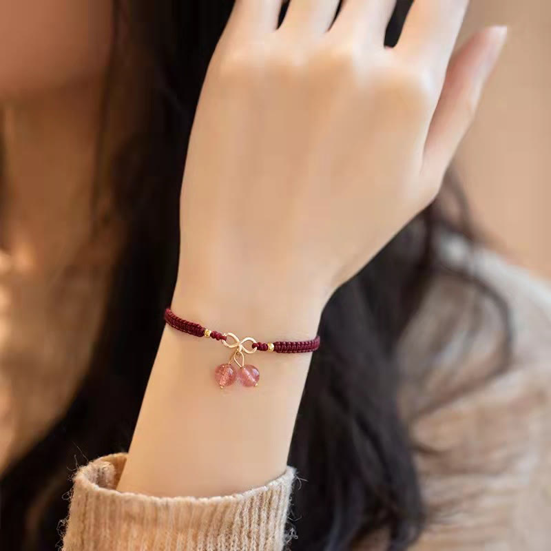 Buddha Stones Natural Strawberry Quartz Amethyst Green Phantom Bead Positive Bracelet Bracelet BS 13