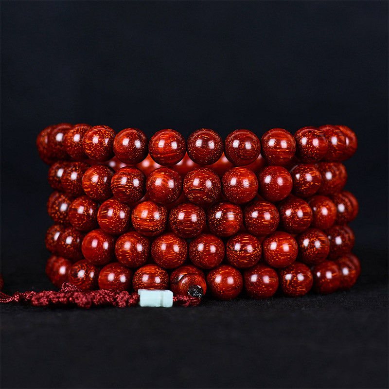 Buddha Stones Tibetan Small Leaf Red Sandalwood Balance Bracelet - image 14