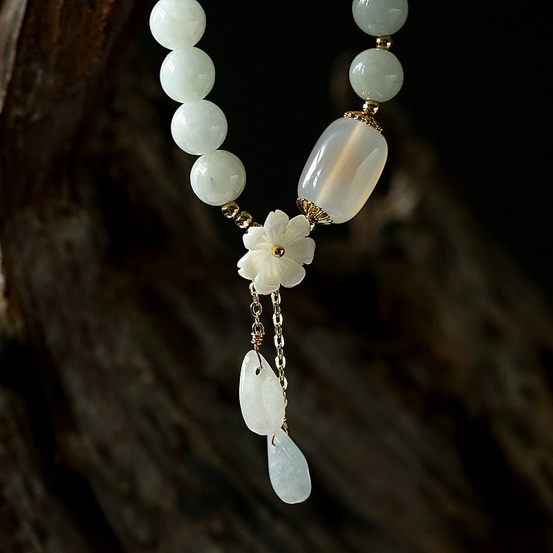 Buddha Stones Natural White Jade Luck Bracelet Bracelet BS 3