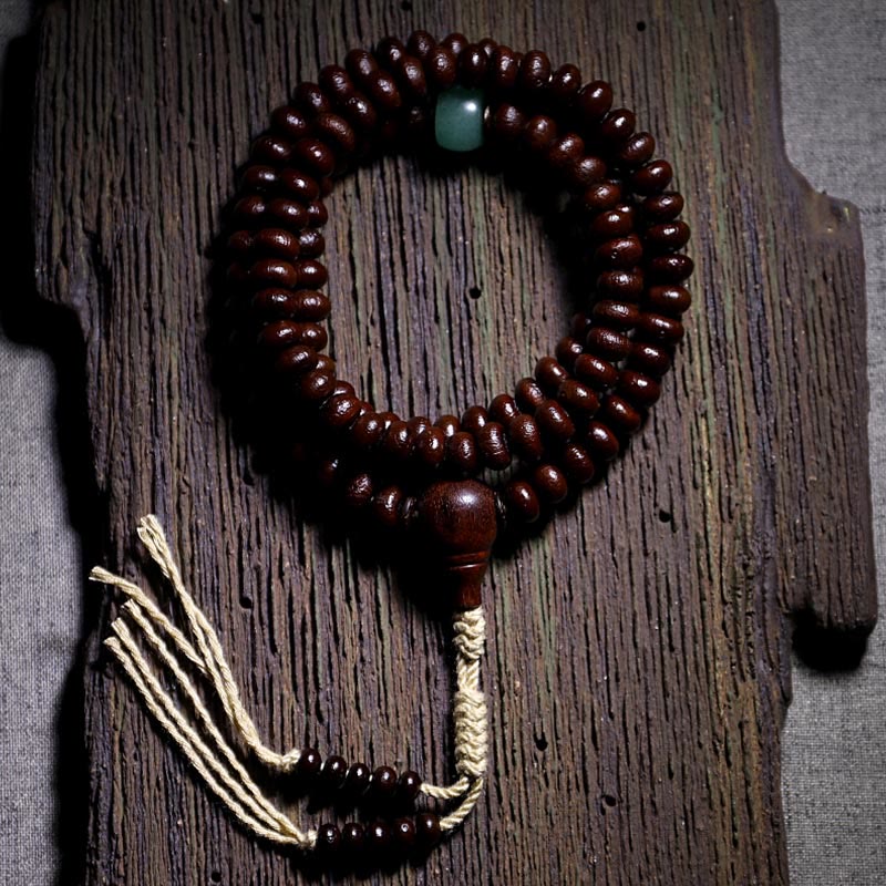 Buddha Stones Natural Tibet 108 Mala Beads Purple Bodhi Seed Three-eyed Dzi Bead Copper Dorje Harmony Bracelet Mala Bracelet BS Purple Bodhi Seed 11mm