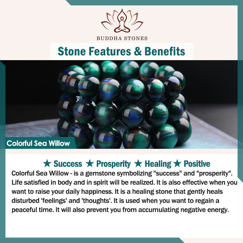 Buddha Stones Colorful Sea Willow Mala Positive Bracelet Ring Bracelet BS 8