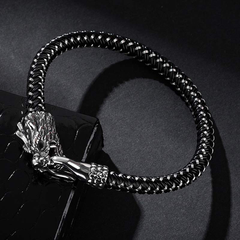 Buddha Stones Dragon Titanium Steel Protection Luck Bracelet Bracelet BS 1