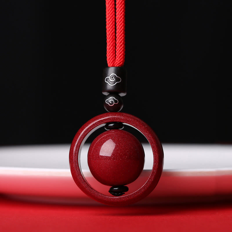 Buddha Stones Cinnabar Om Mani Padme Hum PiXiu Blessing Lucky Bead Necklace Pendant Necklaces & Pendants BS Auspicious Clouds Red Rope
