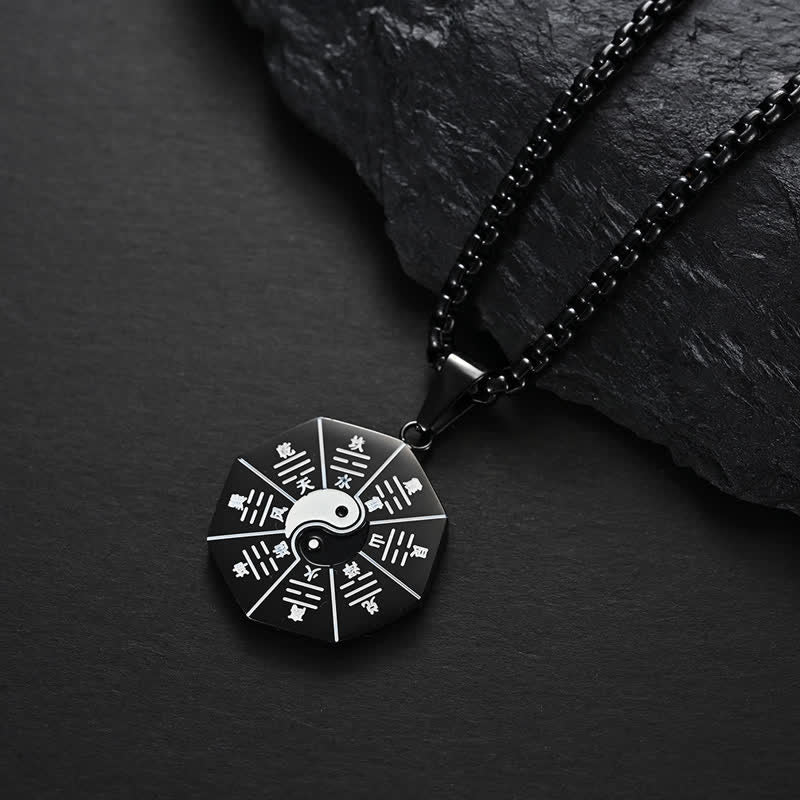 Buddha Stones Bagua Yin Yang Titanium Steel Balance Necklace Pendant Necklaces & Pendants BS 2