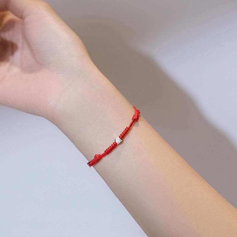 Buddha Stones 925 Sterling Silver Luck Bead Protection Red String Braided Bracelet Bracelet BS 12