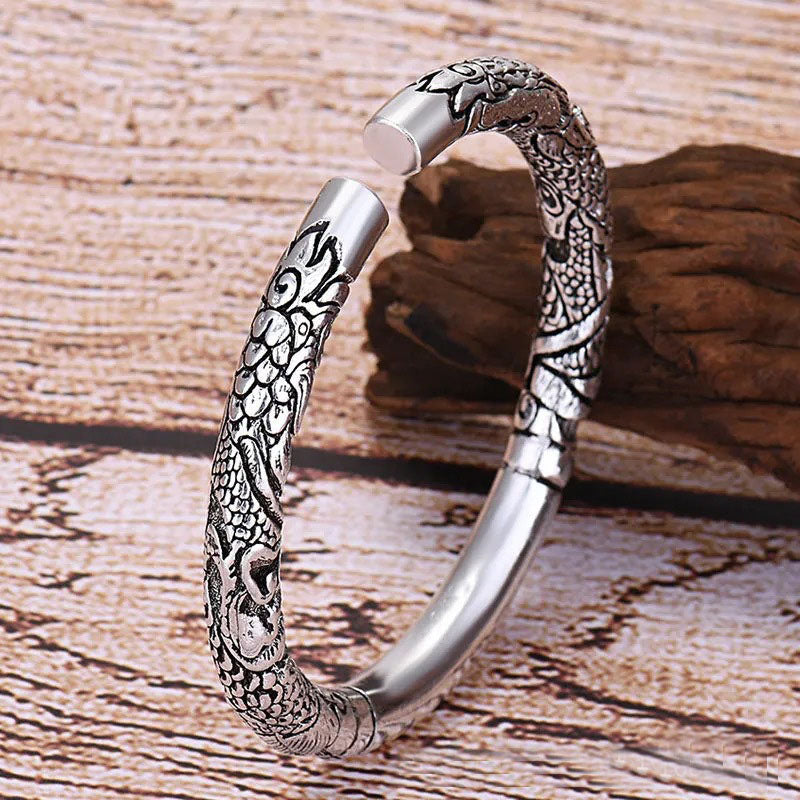 Buddha Stones Dragon Auspicious Clouds Luck Protection Bracelet Adjustable Bangle Bracelet Bangle BS 4