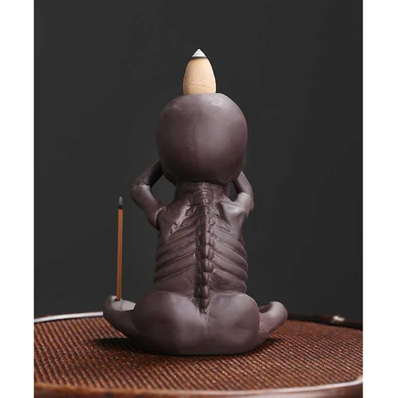 Buddha Stones Little Skull Ghost Purple Clay Backflow Smoke Fountain Peace Incense Burner Decoration Incense Burner BS 5
