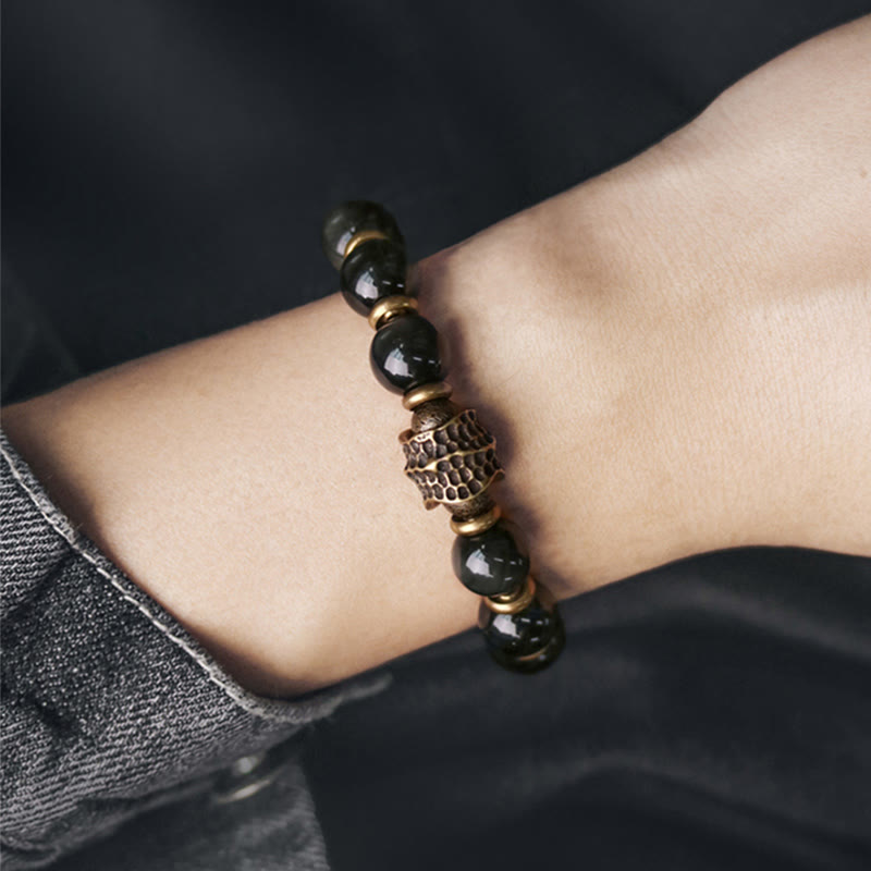 Buddha Stones Rainbow Obsidian Copper Love Healing Bracelet Bracelet BS 9