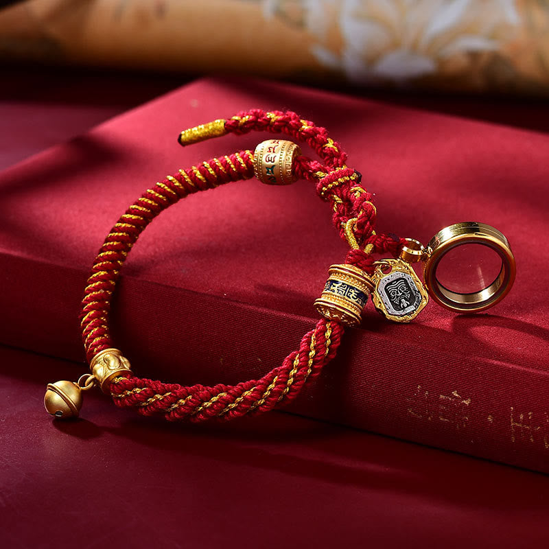 Foviel Tibetische Om Mani Padme Hum Geschnitzte Zakiram Göttin des Reichtums Charm Amulett Armband