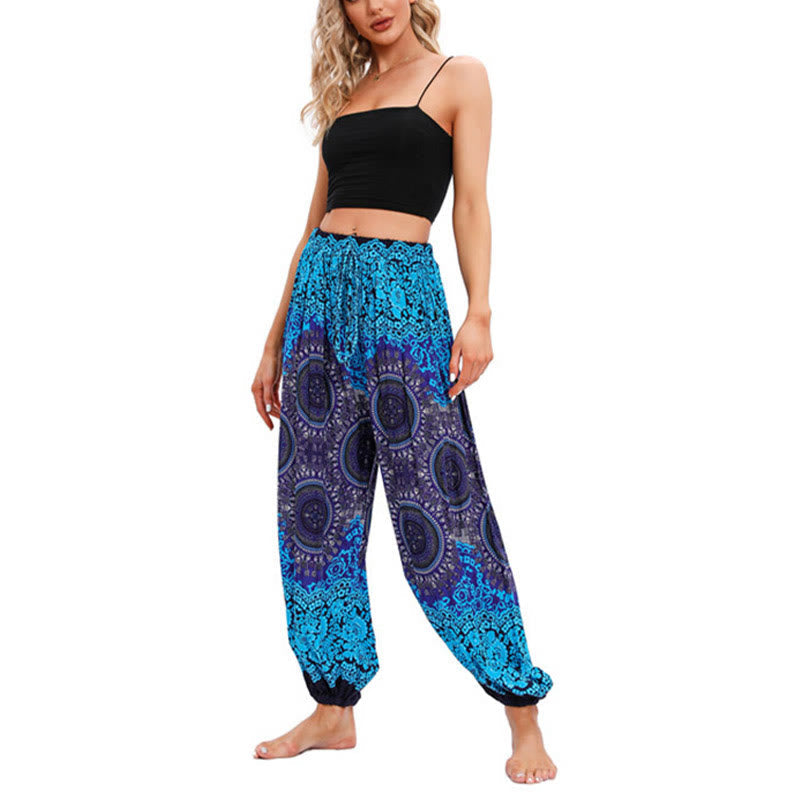 Buddha Stones Casual Loose Compass Pattern Harem Trousers Women's Yoga Pants Women's Harem Pants BS 9