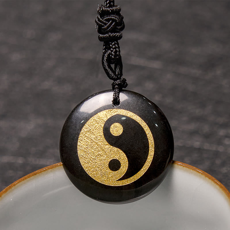 Buddha Stones Various Crystal Amethyst Tiger Eye Green Aventurine Yin Yang Spiritual Necklace Pendant Necklaces & Pendants BS Black Onyx