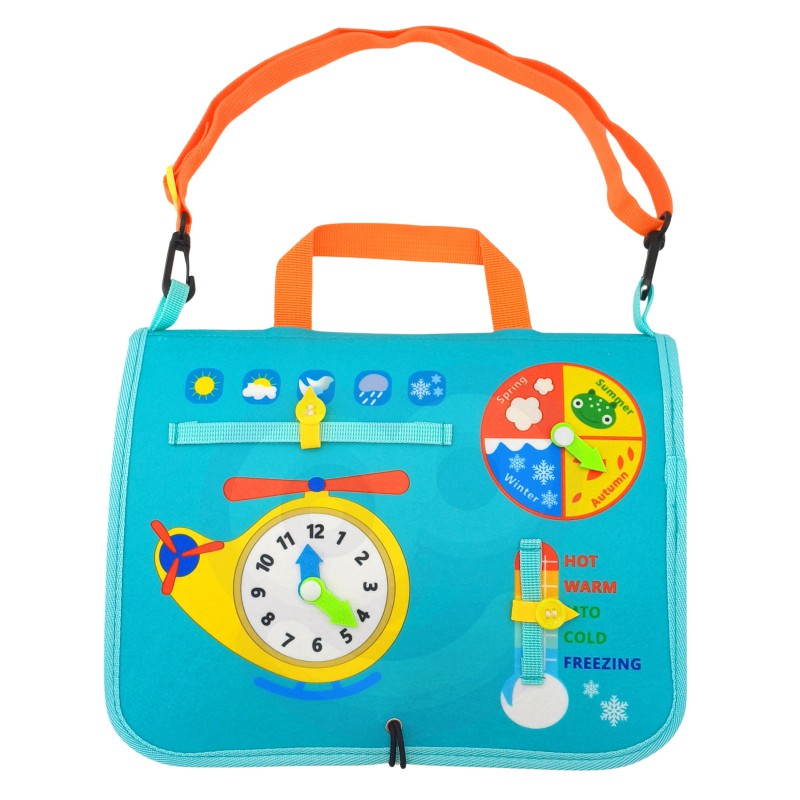Fidtoy Busy Dinosaur Montessori Sensory Book for Toddlers – 4 Double-Sided Pages Quiet Book, Fine Motor Skills Learning Activity Book, Travel Toy for Kids Ages 2+