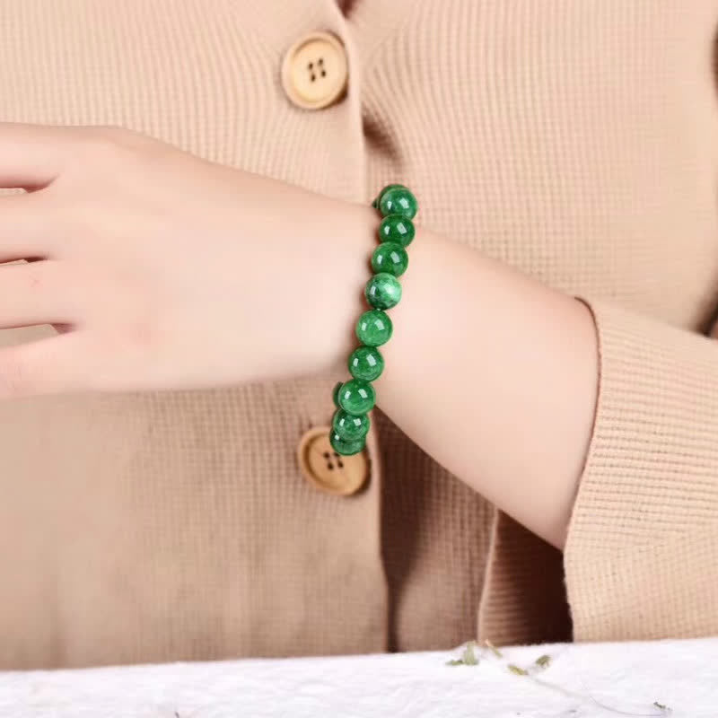 Buddhastoneshop Cyan Jade Bead Calm Harmony Bracelet