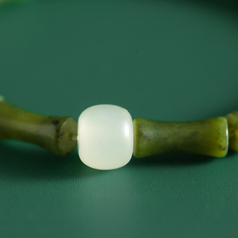 Buddha Stones Green Bamboo Jade Pattern Luck Abundance Bracelet Bracelet BS 4