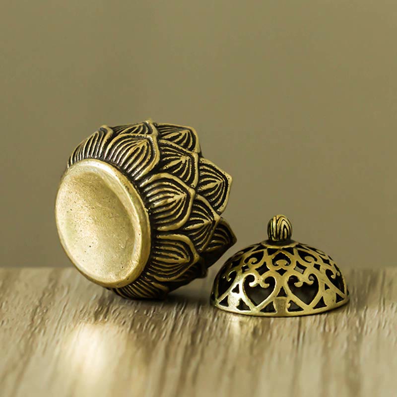 Buddha Stones Tibetan Mini Lotus Pattern Meditation Copper Incense Burner Incense Burner BS 2