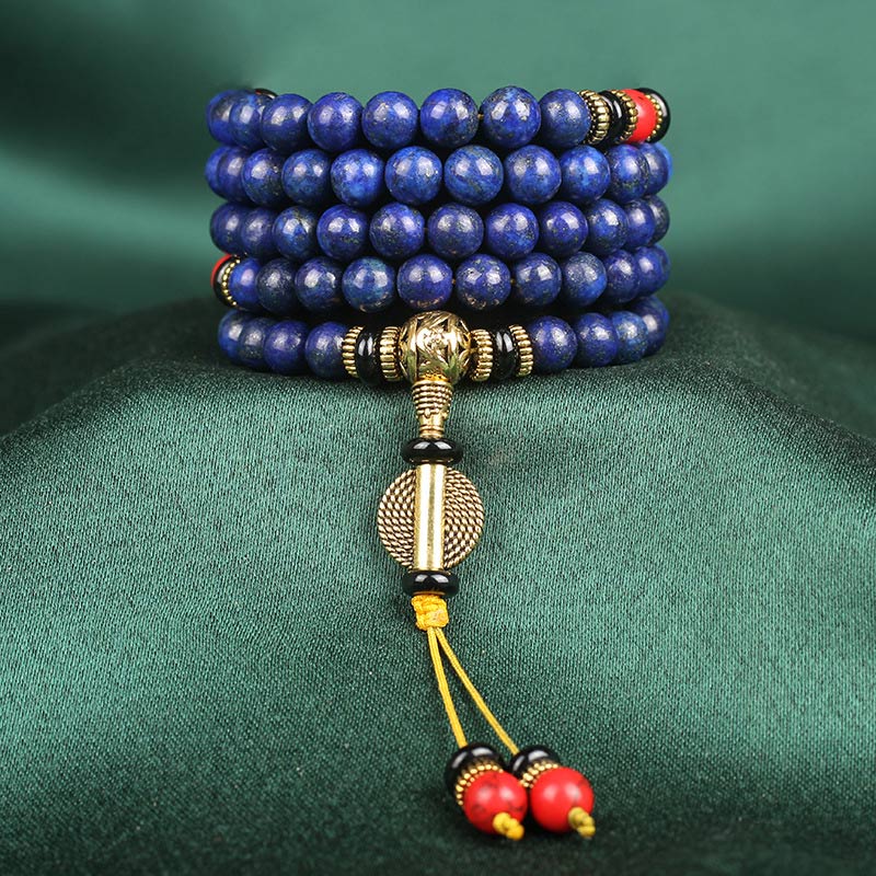 Buddha Stones Tibetan Mala Lapis Lazuli Lazurite Positive Bracelet - 8mm*108 - image 6