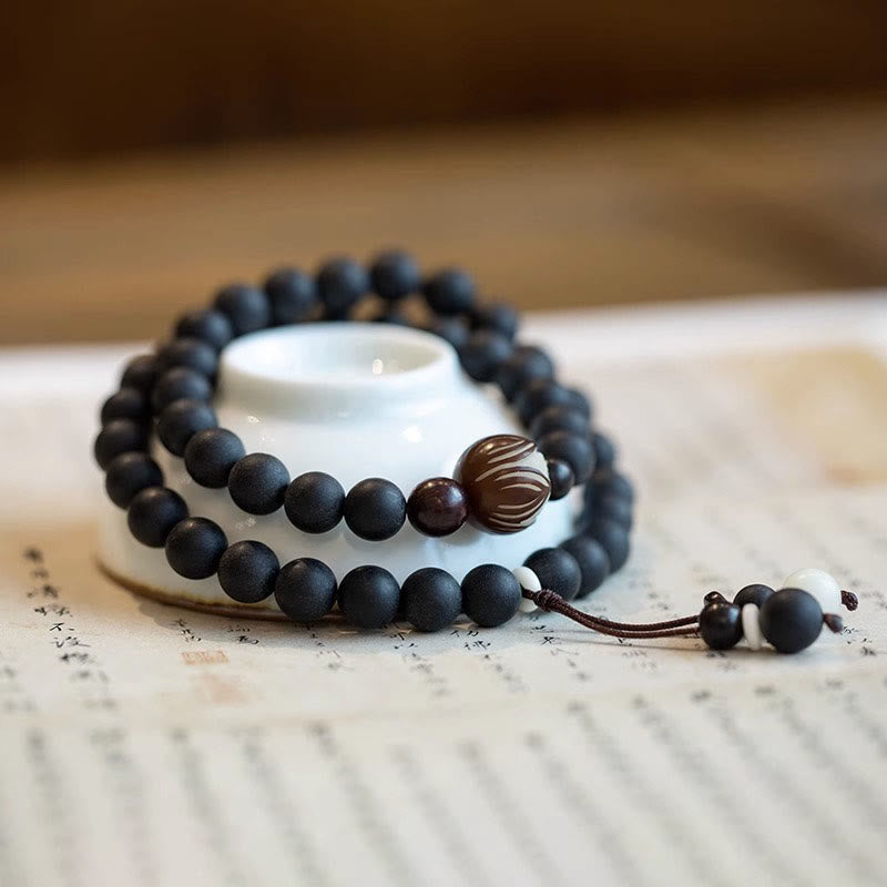 Buddha Stones Tibetan Double Layer Cypress Bodhi Lotus Healing Bracelet Bracelet BS 1