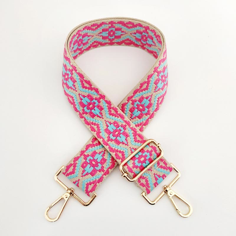 Buddha Stones Multicolor Embroidered Shoulder Bag Straps Bag Straps BS Rose Red Light Blue