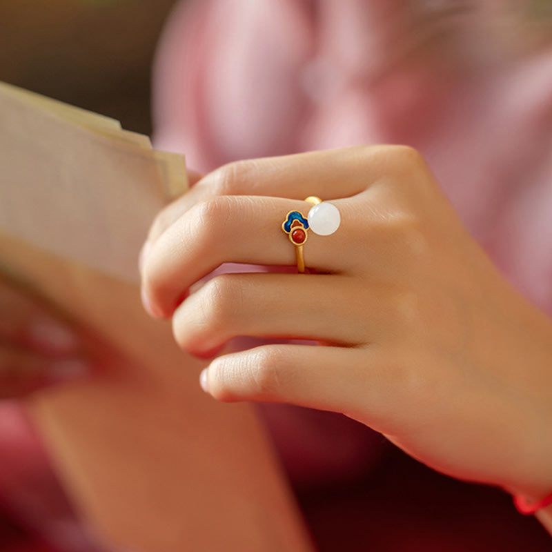 White Jade Auspicious Cloud Blessing Luck Ring Rings BS 3