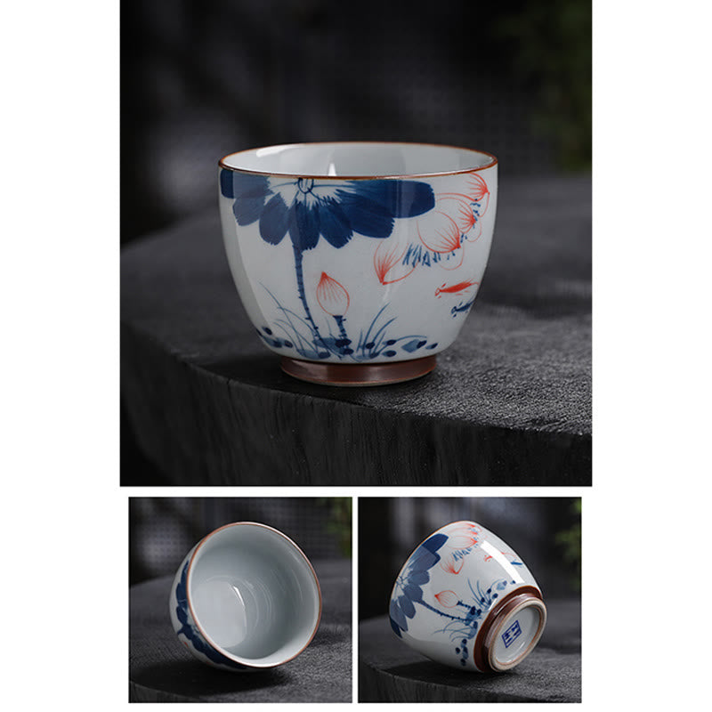 Buddha Stones Lotus Flower Leaf Bamboo Ceramic Teacup Kung Fu Tea Cups Cup BS 21