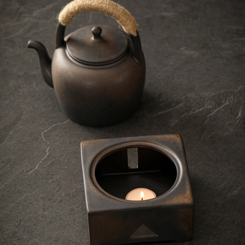 Buddha Stones Retro Brown Chinese Gongfu Tea Ceramic Kung Fu Teapot 700ml With Base Teapot BS 13